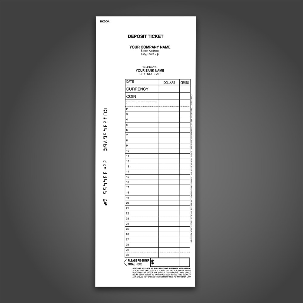 Booked and Laser Compatible Deposit Slips